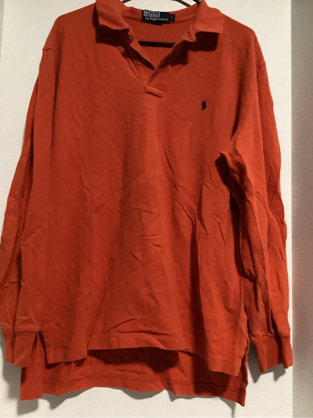 Ralph Lauren Orange Long-Sleeve Rugby Polo with Embroidered Pony